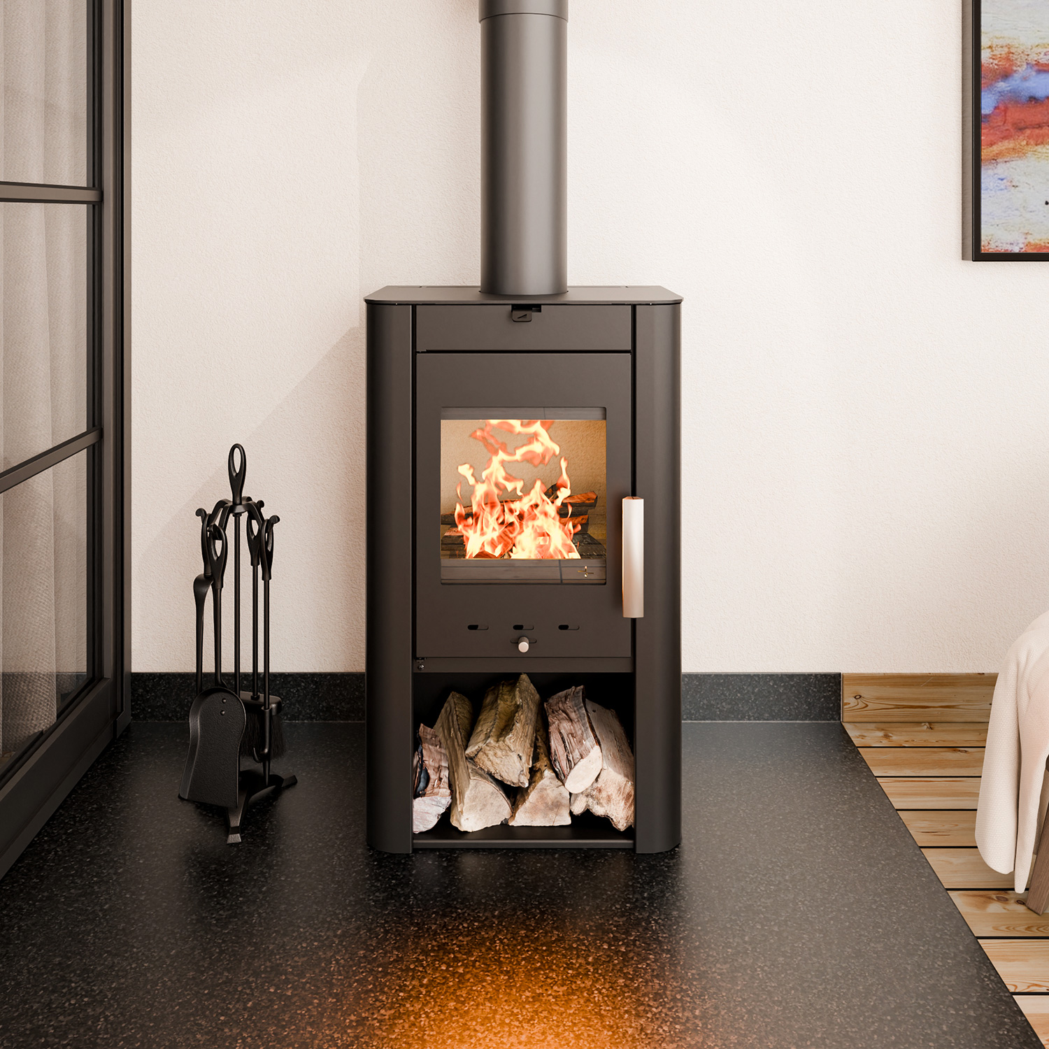 Haas+Sohn Prunus II Kaminofen perl-schwarz