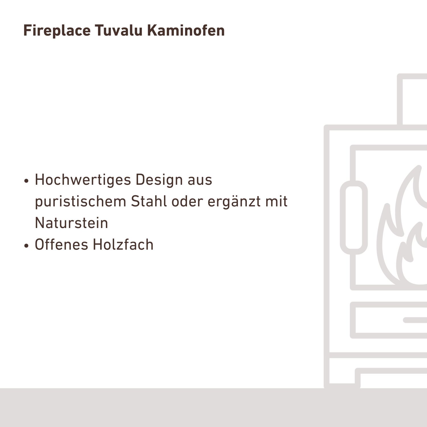 Fireplace Tuvalu Kaminofen Stahl Schwarz | Topplatte Sandstein