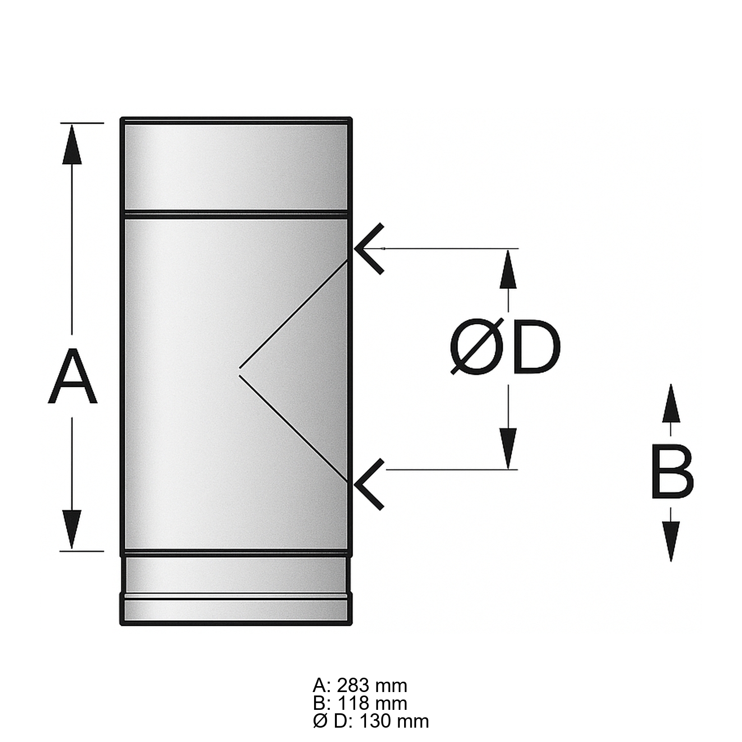 Schiedel PRIMA PLUS T-Stück 90° Ø130 mm für Anschluss Ø130 mm einwandig matt