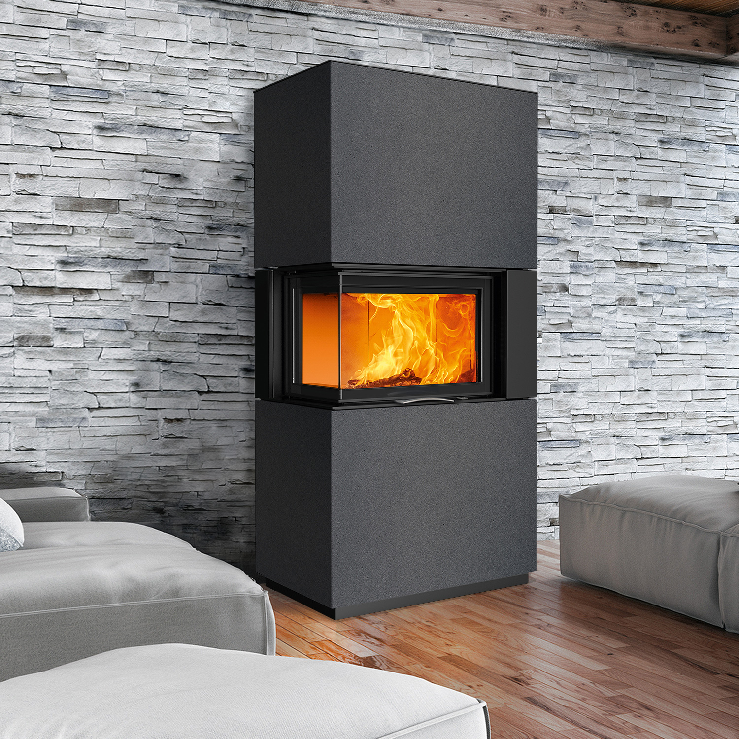 Austroflamm Sam 2.0 Kaminbausatz Eckverglasung links mit Schiebetür Beton Anthrazit Austroflamm Sam 2.0 Kaminbausatz Eckverglasung links mit Schiebetür Beton Anthrazit