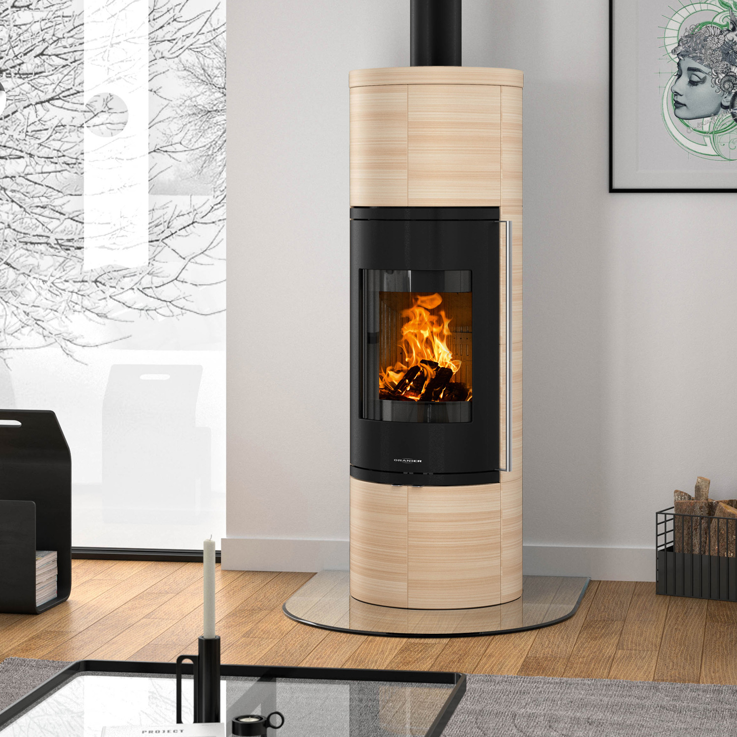 Oranier Arkona W+ 2.0 Kaminofen Stahl Schwarz / Keramik Corretto