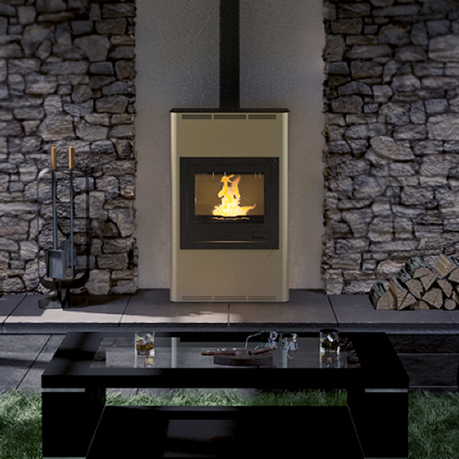 Aquaflam 25 Basic Wasserführender Kaminofen Creme Aquaflam 25 Basic Wasserführender Kaminofen Creme