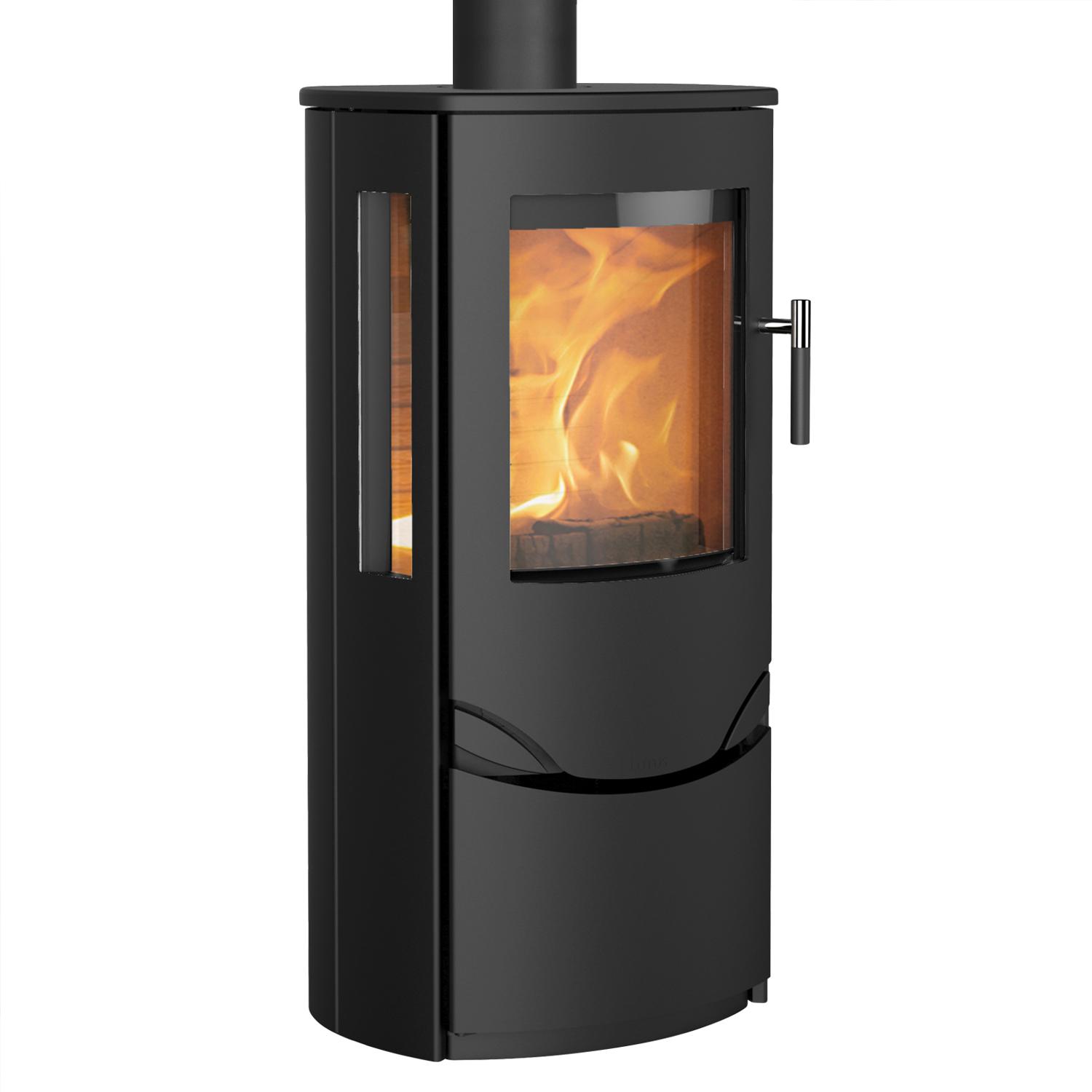 Lotus Prio 6 Kaminofen Stahl Schwarz / Seitenglas, RR hinten od. RR oben