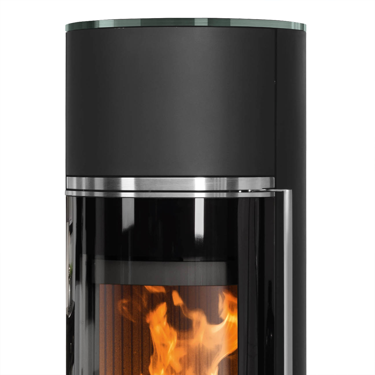 Oranier Arena Aqua 2.0 wasserführender Kaminofen Stahl Schwarz mit Abdeckplatte Glas