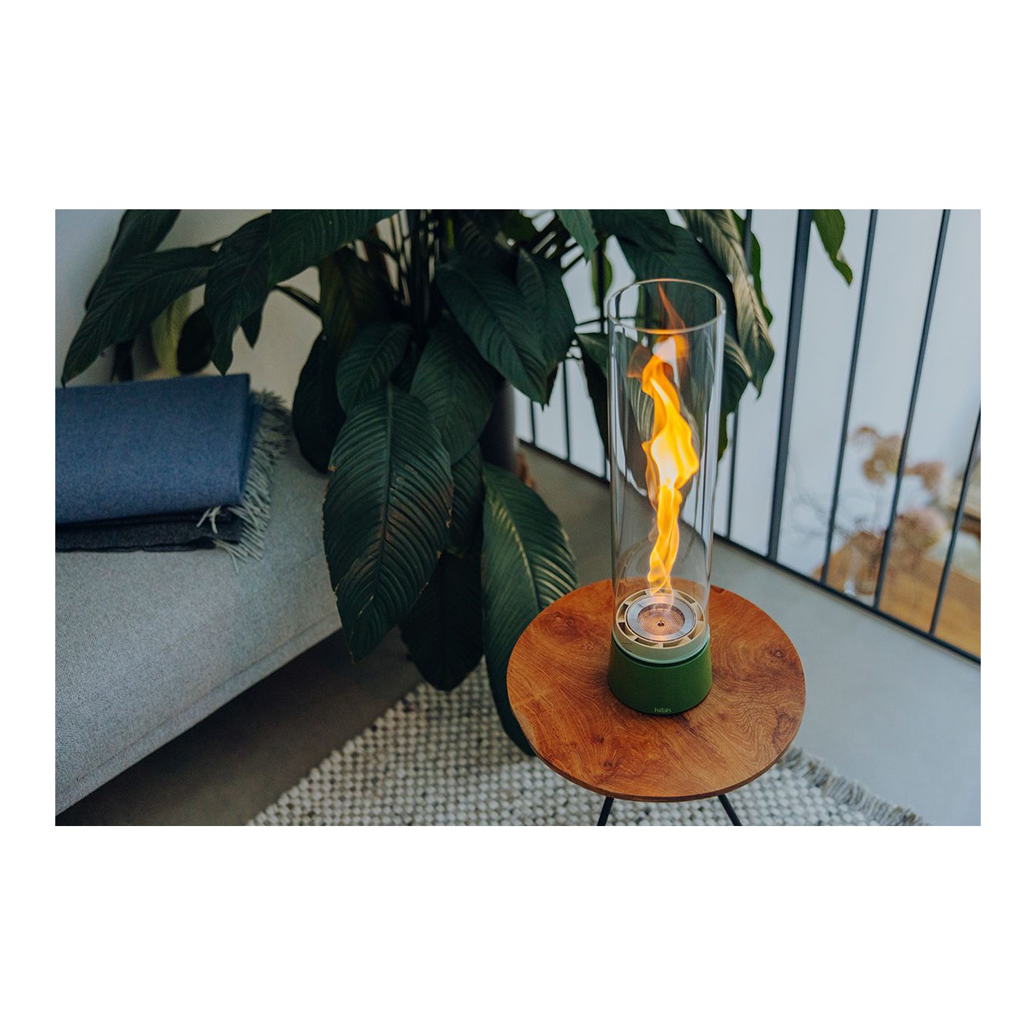 höfats SPIN air 900 Tischfeuer Emaille grün + 1 Liter Bioethanol gratis