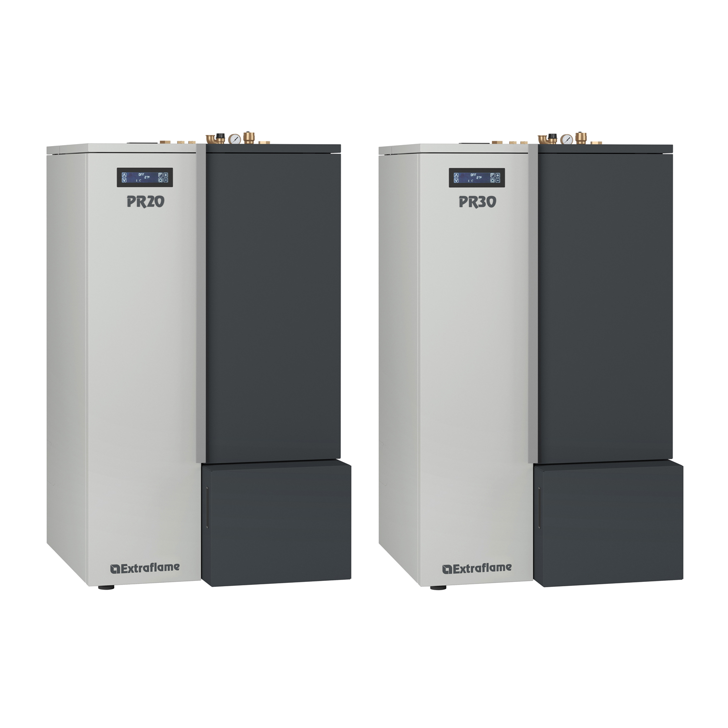 Extraflame Evolution Line PR20 Pelletkessel Stahl Weiss-Grau Extraflame Evolution Line PR20 Pelletkessel Stahl Weiss-Grau