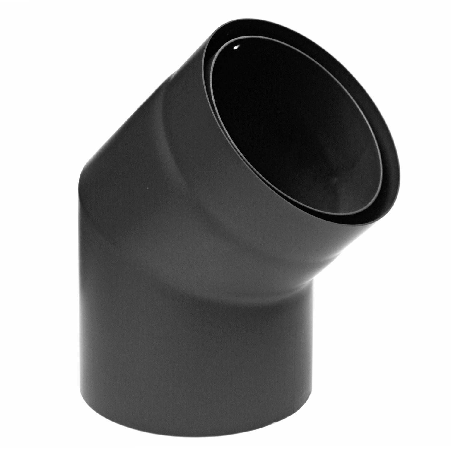 Raik Izoker Rauchrohrbogen 150mm schwarz doppelwandig 45° ohne Tür für Rauchrohr / Ofenrohr