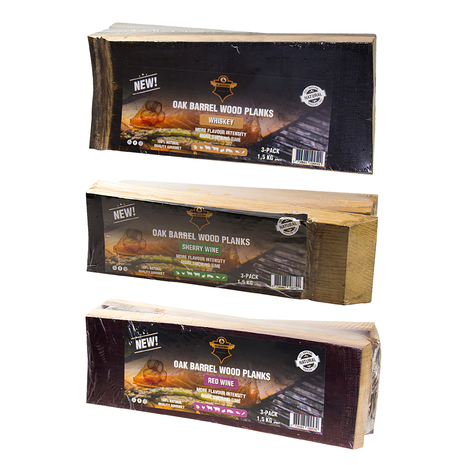 Mr. Barrel BBQ Planks L Red Wine, 3er-Set Mr. Barrel BBQ Planks L Red Wine, 3er-Set