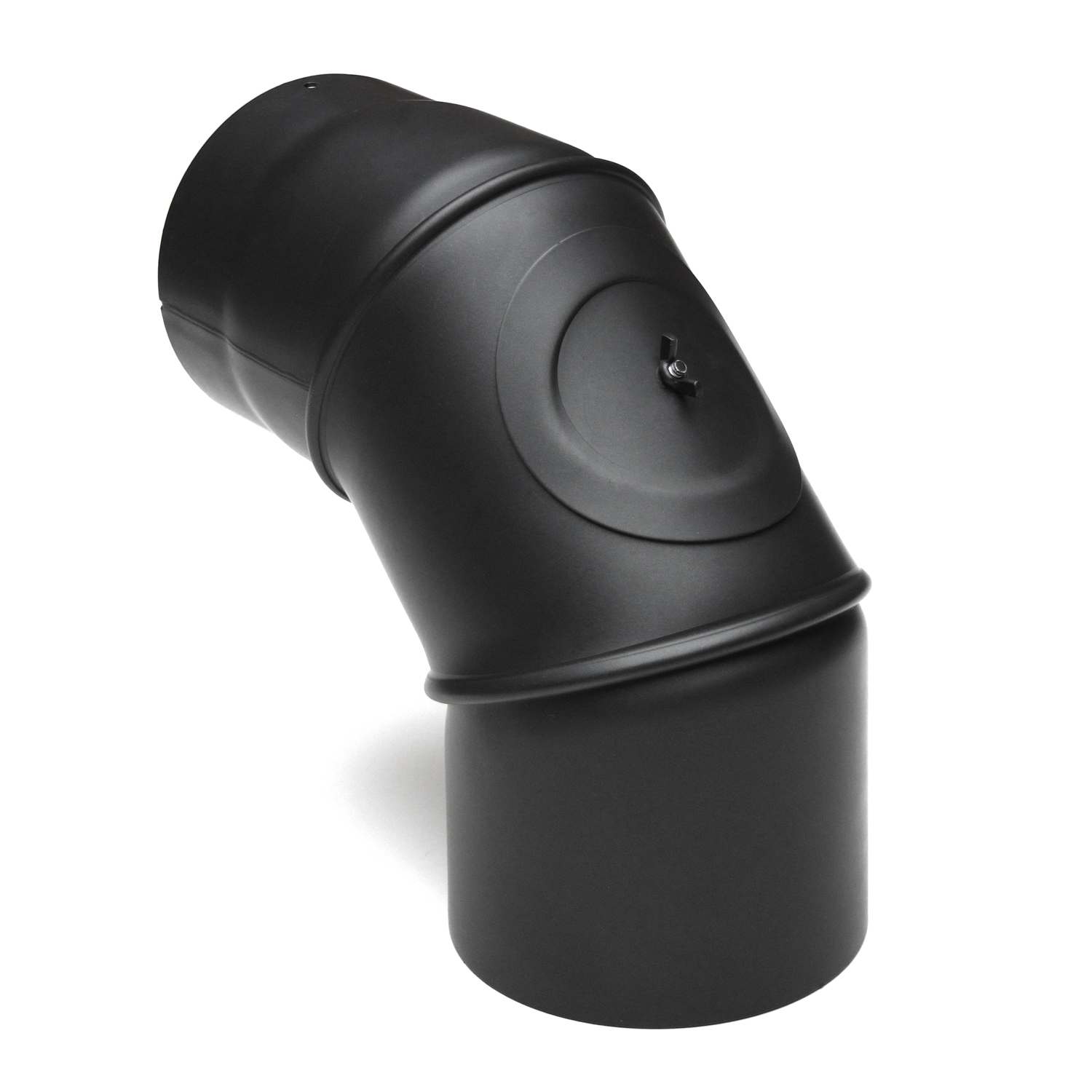 Raik Basic Rauchrohrbogen 150mm 0–90° mit Tür schwarz für Rauchrohr / Ofenrohr