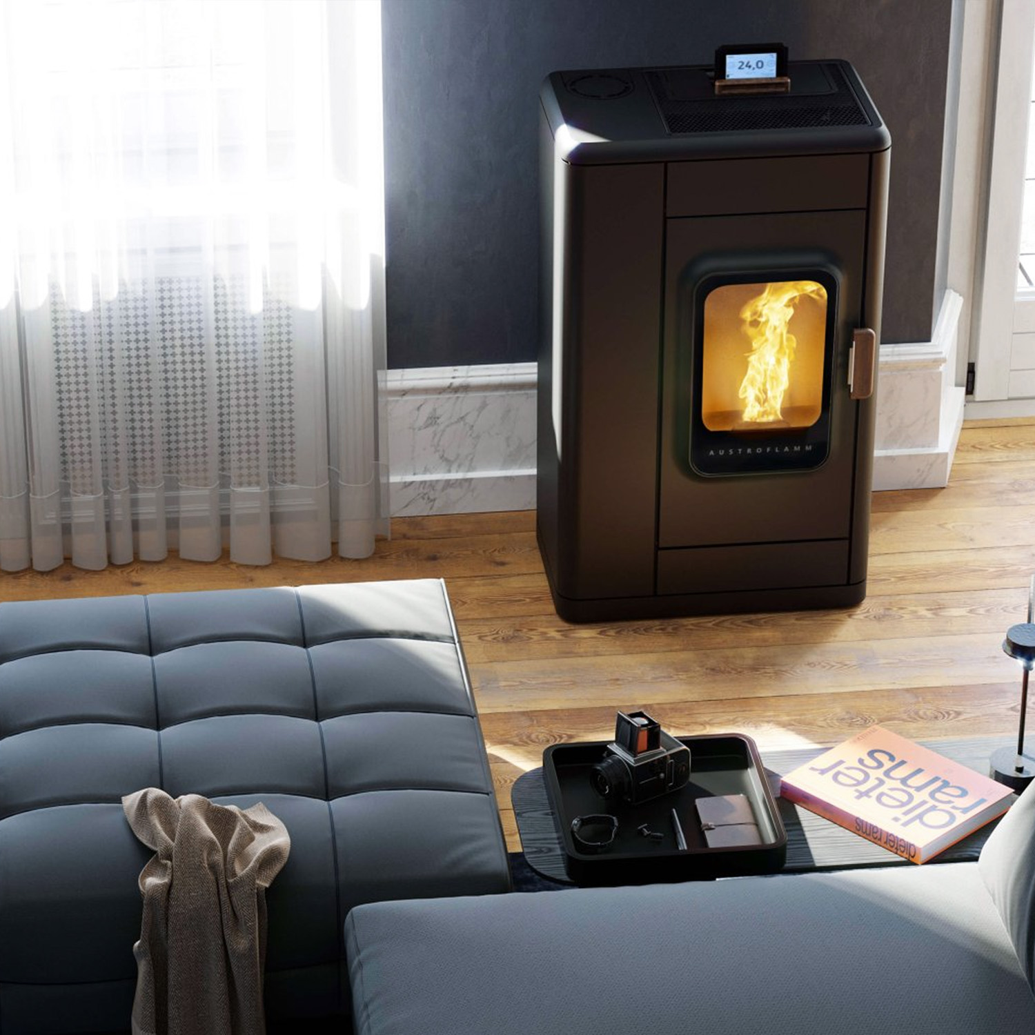Austroflamm Ruby Pelletofen Keramik Dark Anthracite