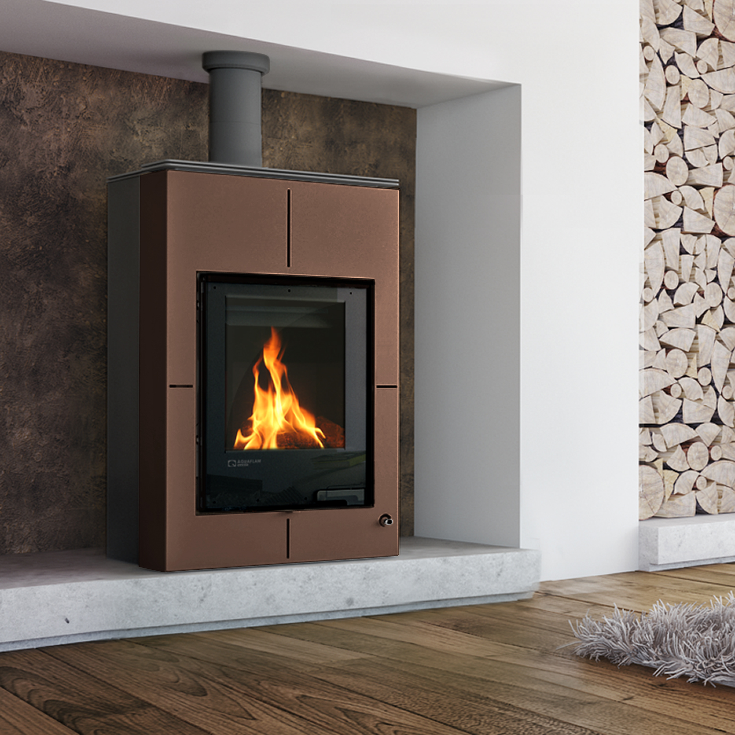 Aquaflam Vario Saporo Manual Wasserführender Kaminofen Brown 11/5 kW