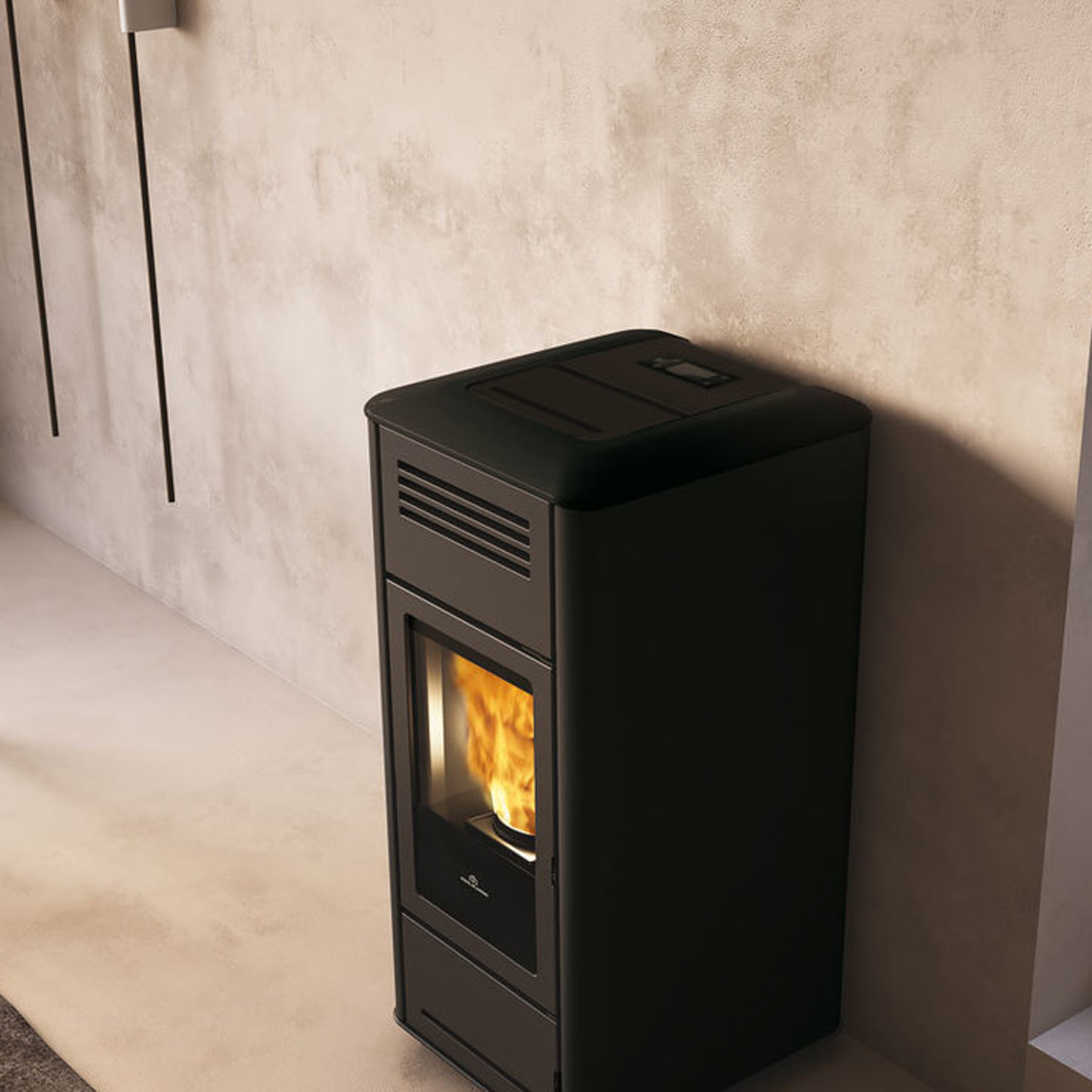 Edilkamin Milla H 12 EVO wasserführender Pelletofen Stahl glänzend Schwarz