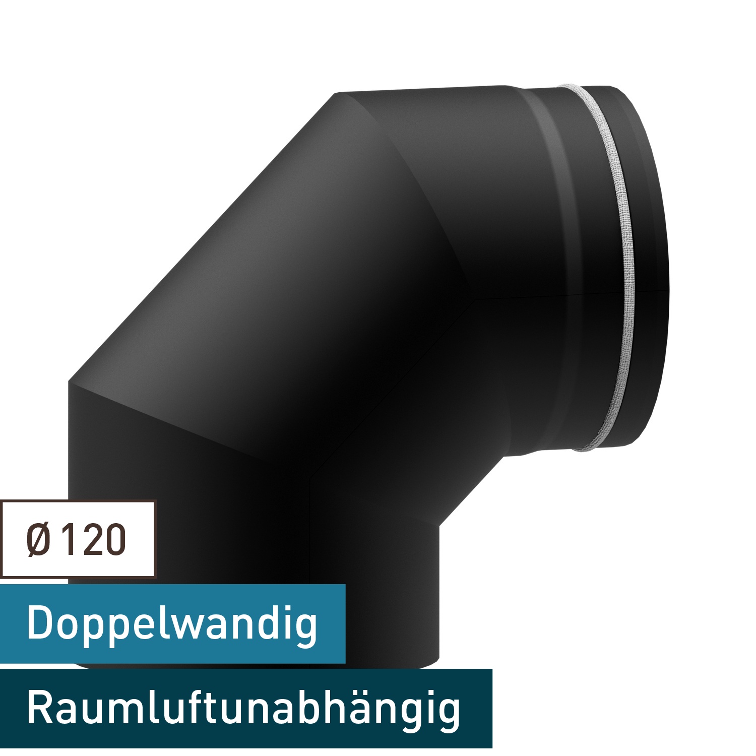 Raik Lifestyle DUO Rauchrohrbogen 120mm schwarz 90° für Rauchrohr / Ofenrohr