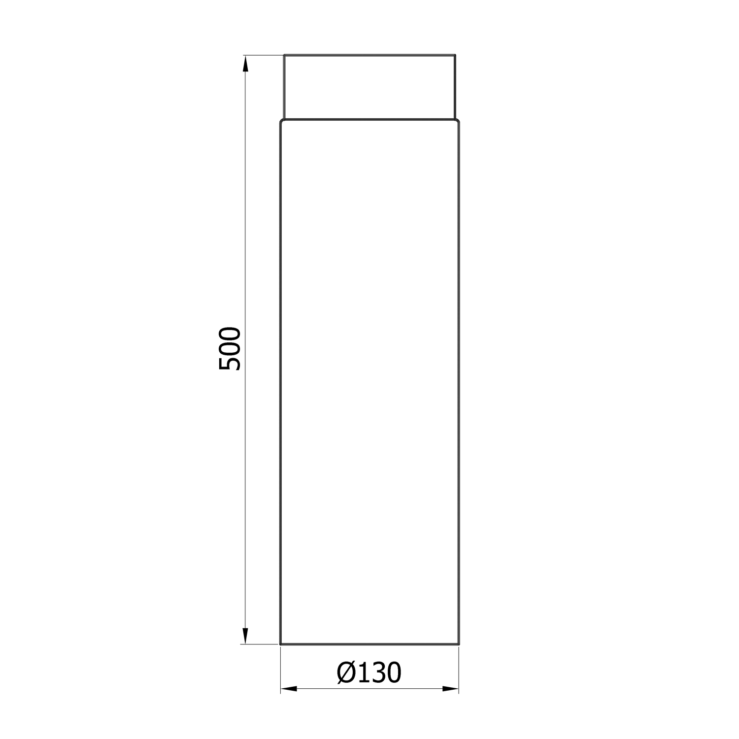 Raik Basic Längenelement 130mmx500mm schwarz für Rauchrohr / Ofenrohr