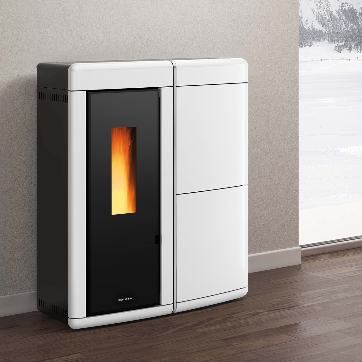 Extraflame Evolution Line Evelyne Idro 2.0 Wasserführender Pelletofen Weiß Extraflame Evolution Line Evelyne Idro 2.0 Wasserführender Pelletofen Weiß