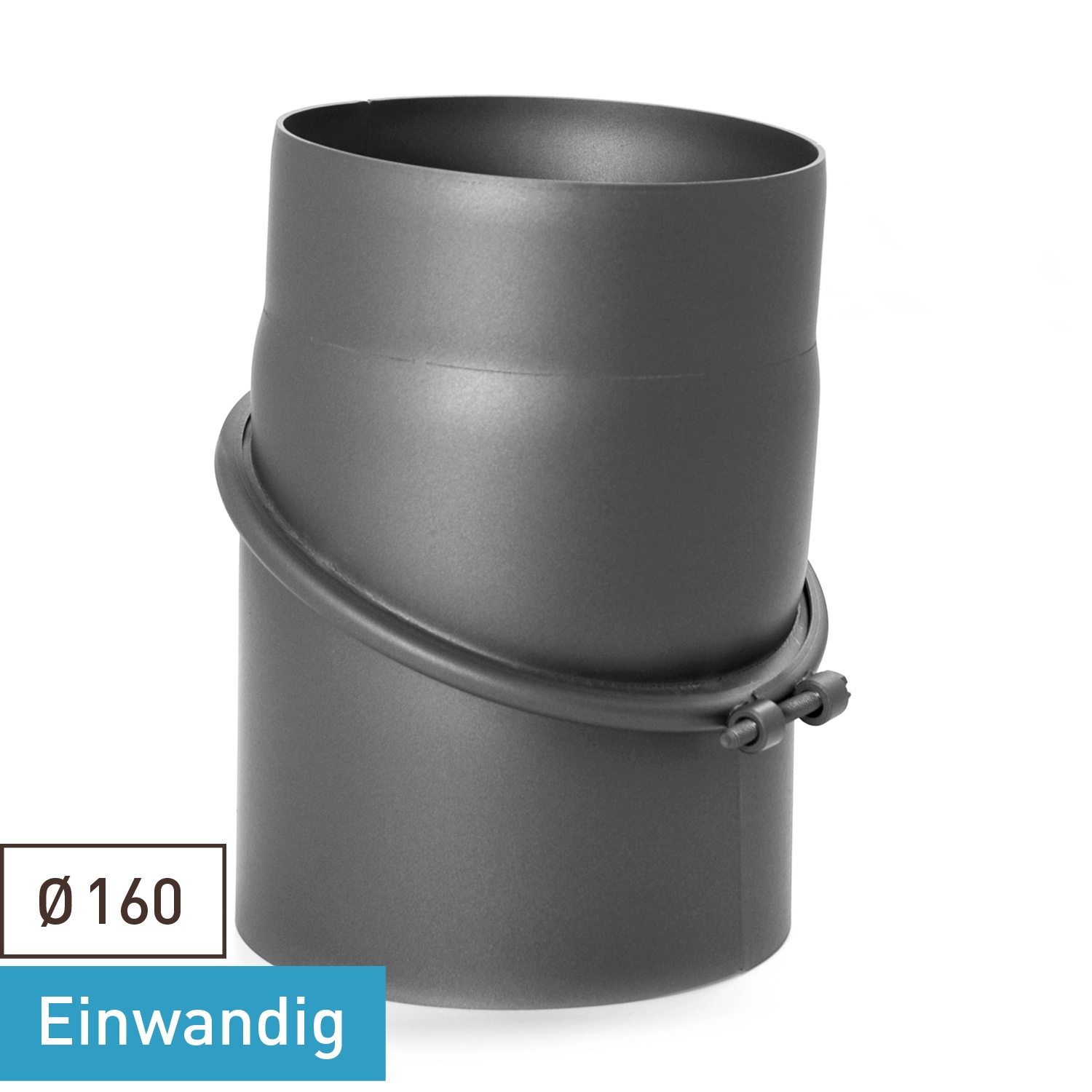 Raik Basic Rauchrohrbogen 160mm gussgrau 0–45° ohne Tür für Rauchrohr / Ofenrohr