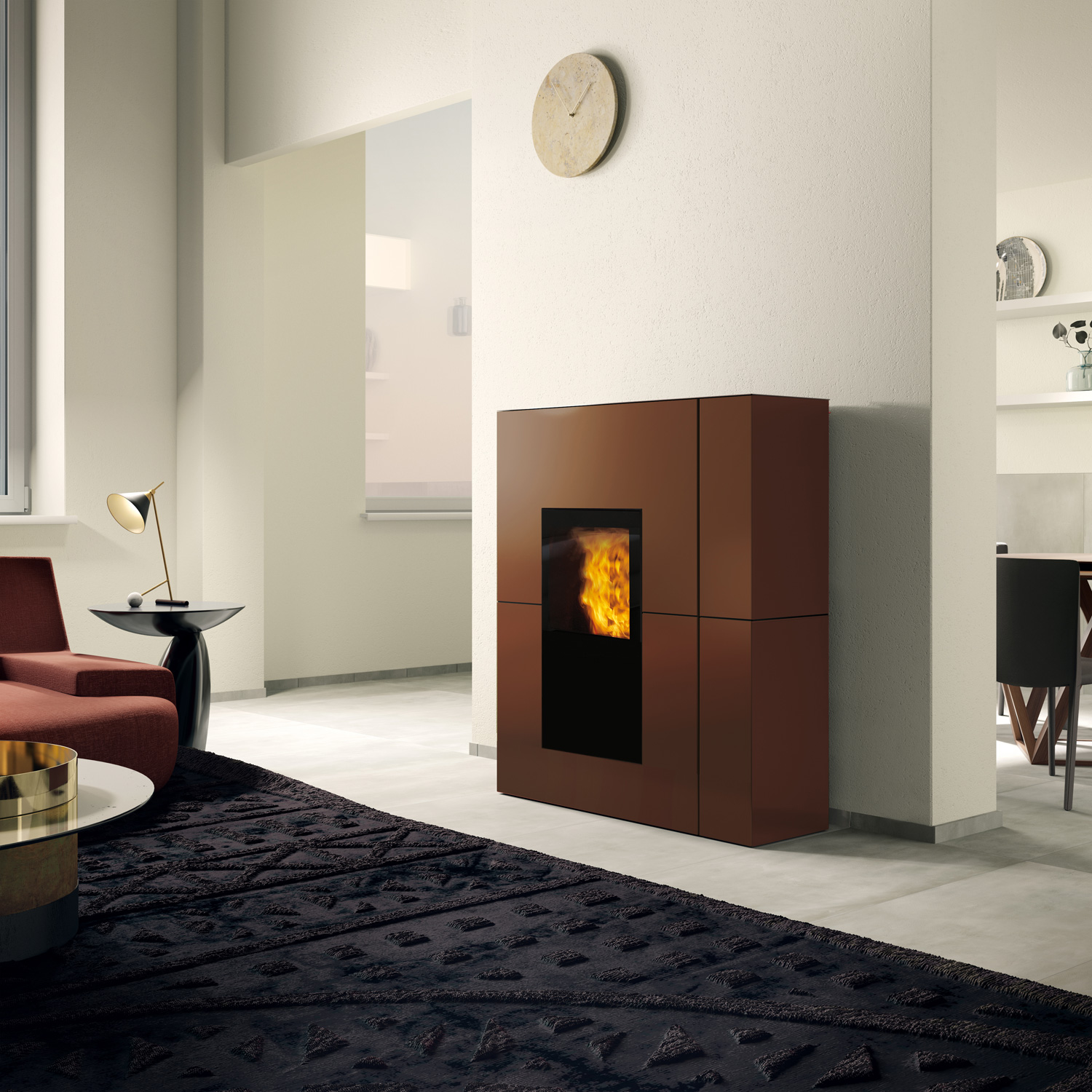 Edilkamin Blade H 23 Evo wasserführendender Pelletofen Stahl Bronze inkl. Kit R-FX