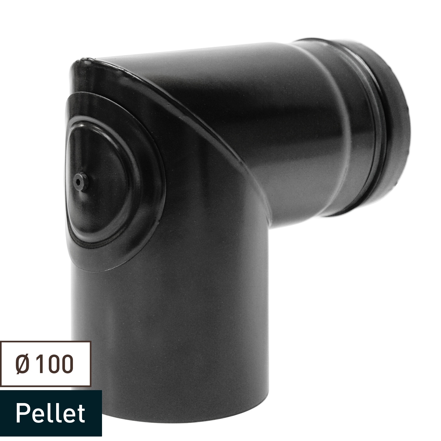 Raik Pelletrohr / Ofenrohr 100 mm - 90° Bogen zweiteilig mit Reinigungsöffnung schwarz