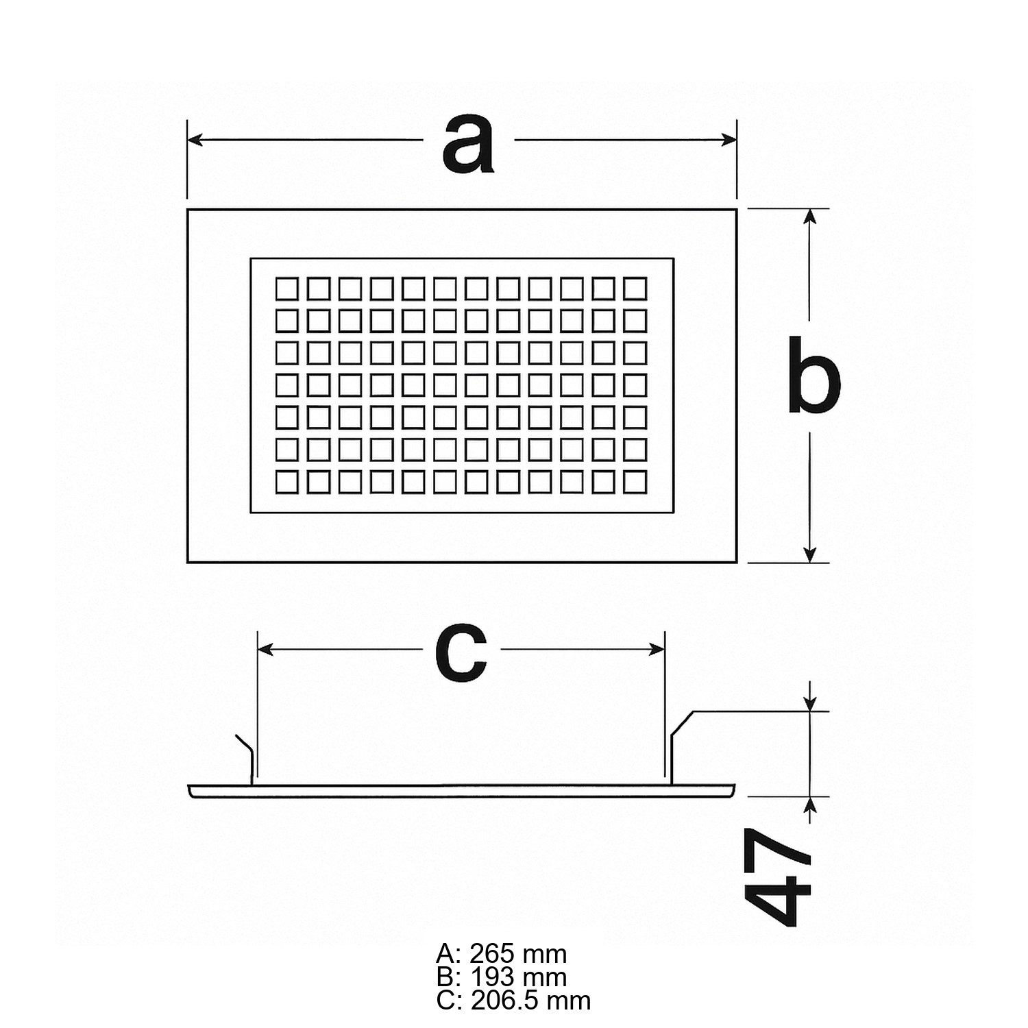 Schiedel Zuluftgitter 265x193 mm