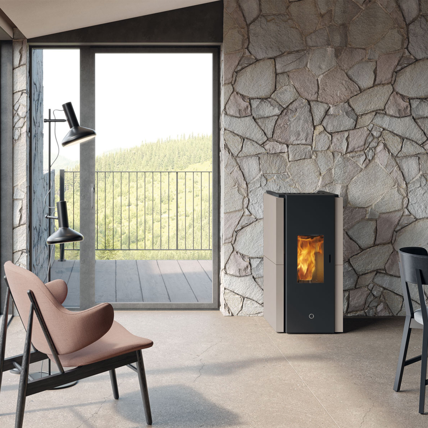 EK63 Zone 80 Evo Pelletofen Stahl Taubengrau