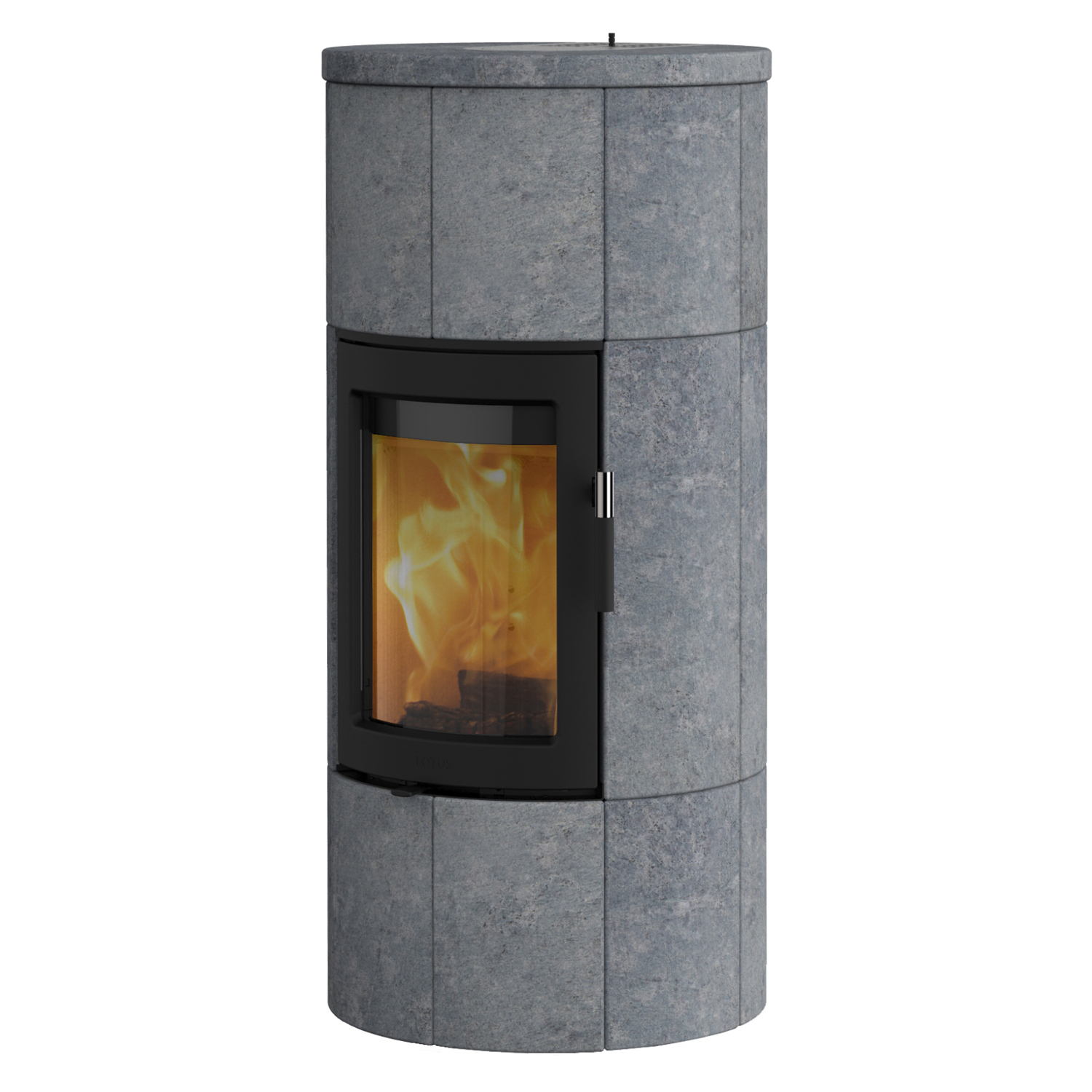 Lotus Maestro 1 Kaminofen Speckstein, Tür Schwarz, Rauchabgang hinten