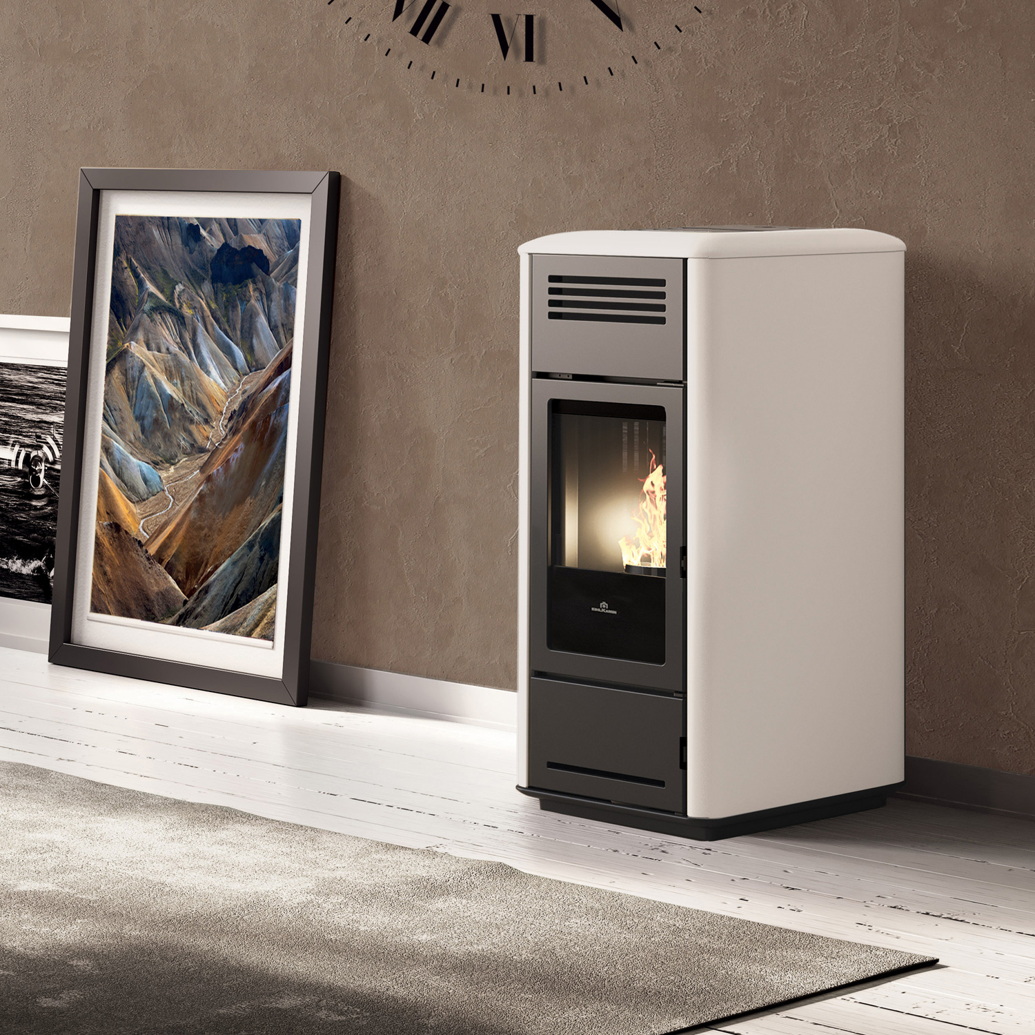 Edilkamin Milla H 15 EVO wasserführender Pelletofen Stahl Weiß