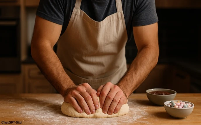 mann-knetet-pizzateig-auf-einem-tisch-und-hat-eine-schürze-um