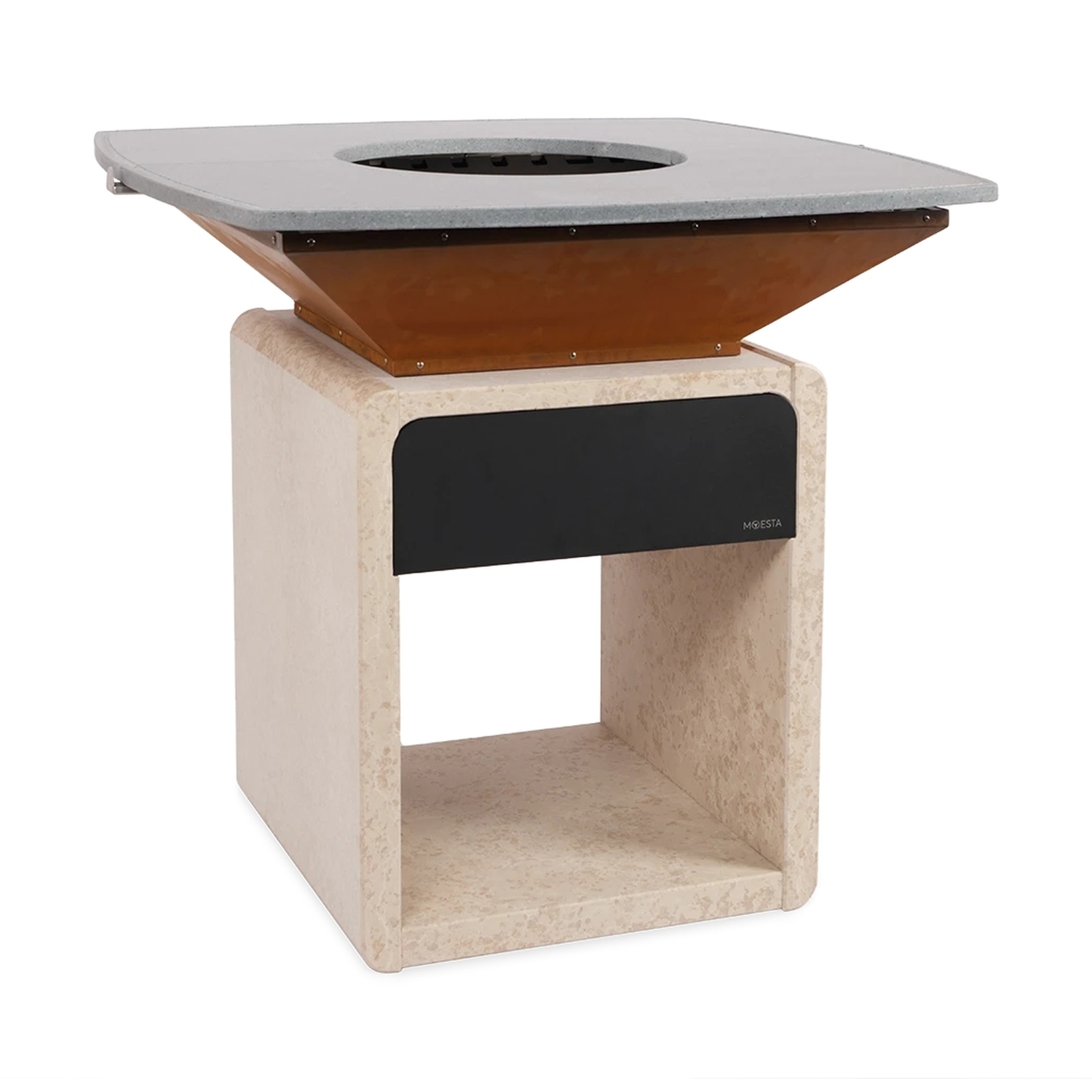 Moesta One Fireplace Naturstein Kanfanar mit Lavastein Grillplatte