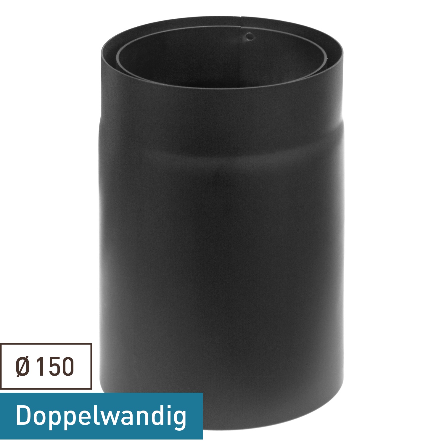 Raik Izoker Längenelement 150mm schwarz doppelwandig L: 250mm für Rauchrohr / Ofenrohr