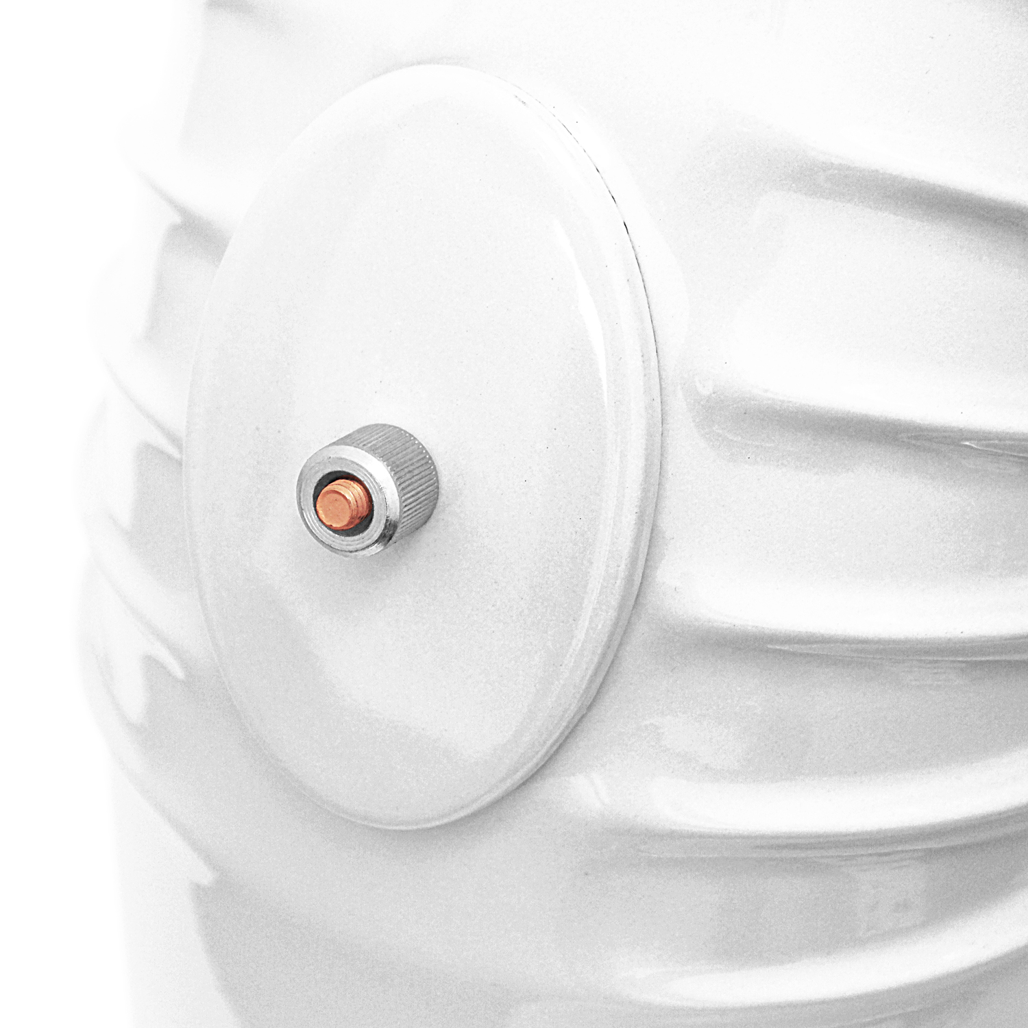 Raik Rauchrohrbogen / Ofenrohrbogen Emaille 130mm - 45° Bogen gerippt Weiß mit Reinigungsöffnung