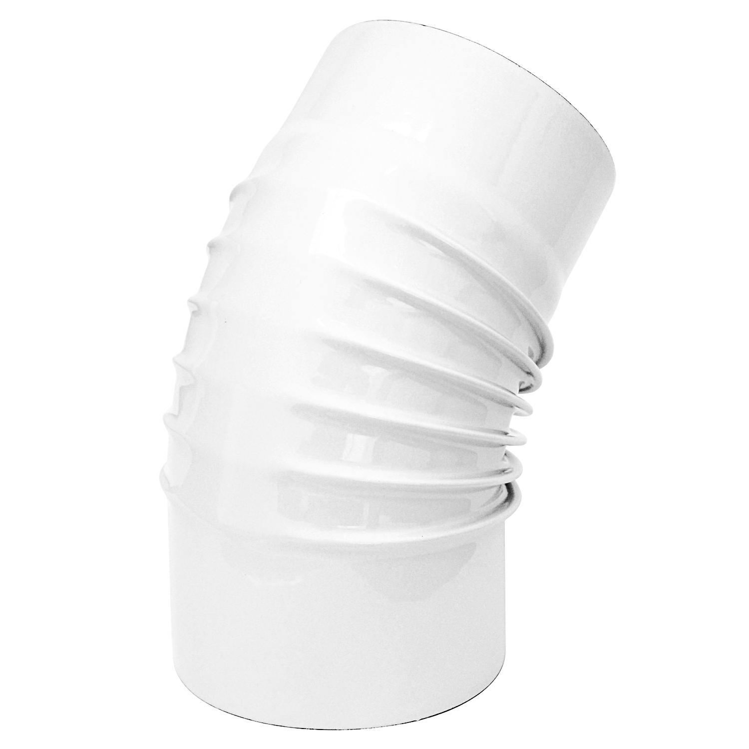 Raik Rauchrohrbogen / Ofenrohrbogen Emaille 130mm - 45° Bogen gerippt Weiß
