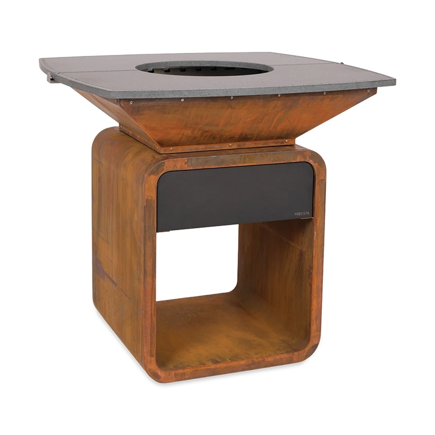 Moesta One Fireplace Corten mit Lavastein Grillplatte