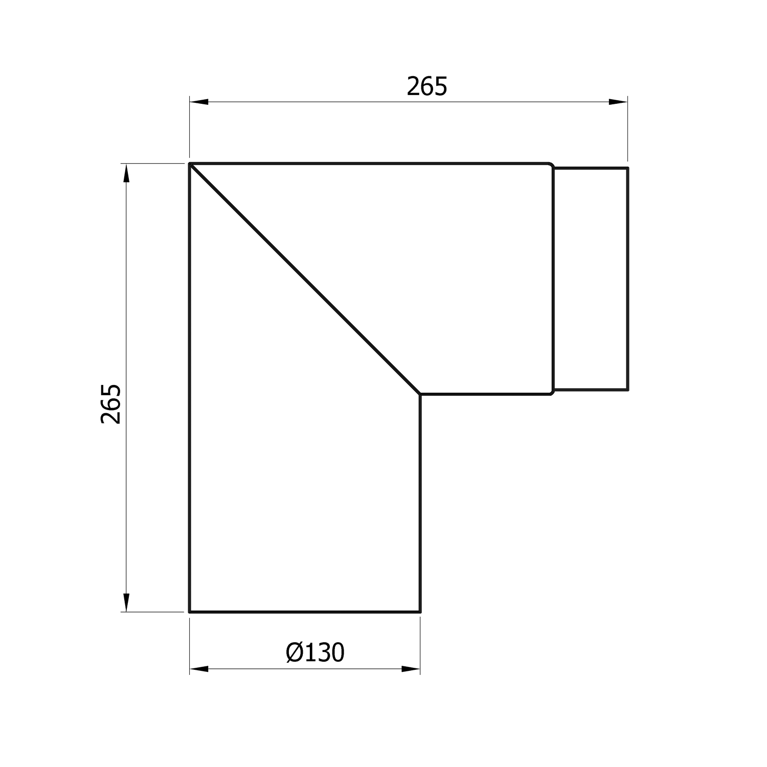 Raik Basic Rauchrohrbogen 130mm gussgrau 90° – 2teilig, ohne Tür für Rauchrohr / Ofenrohr