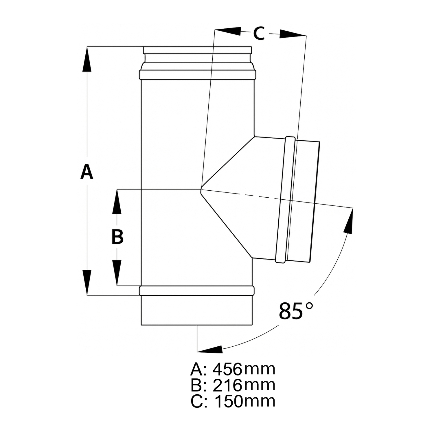 Schiedel ICS Bogen 85° Ø150 mm mit Stützfuß doppelwandig glänzend