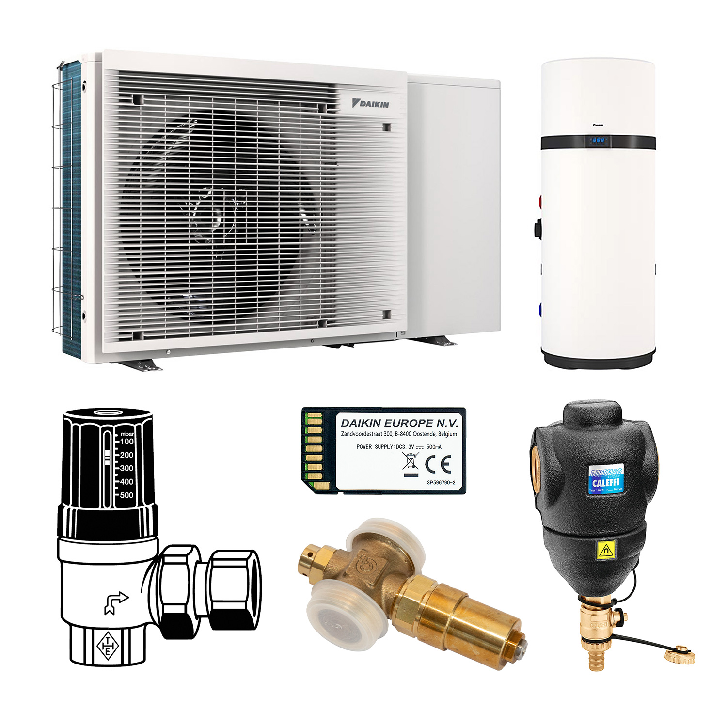 DAIKIN Altherma 3 M Baugröße 6 Monoblock-Wärmepumpe 6 kW – Set für Fußbodenheizung mit Trinkwarmwasserbereitung über Brauchwasser-Wärmepumpe 200 L