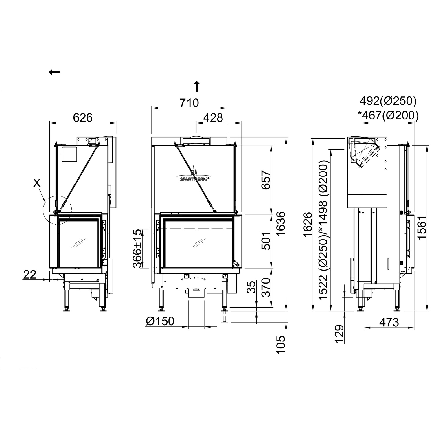 Spartherm Premium V-2R-68h Kamineinsatz 250 mm