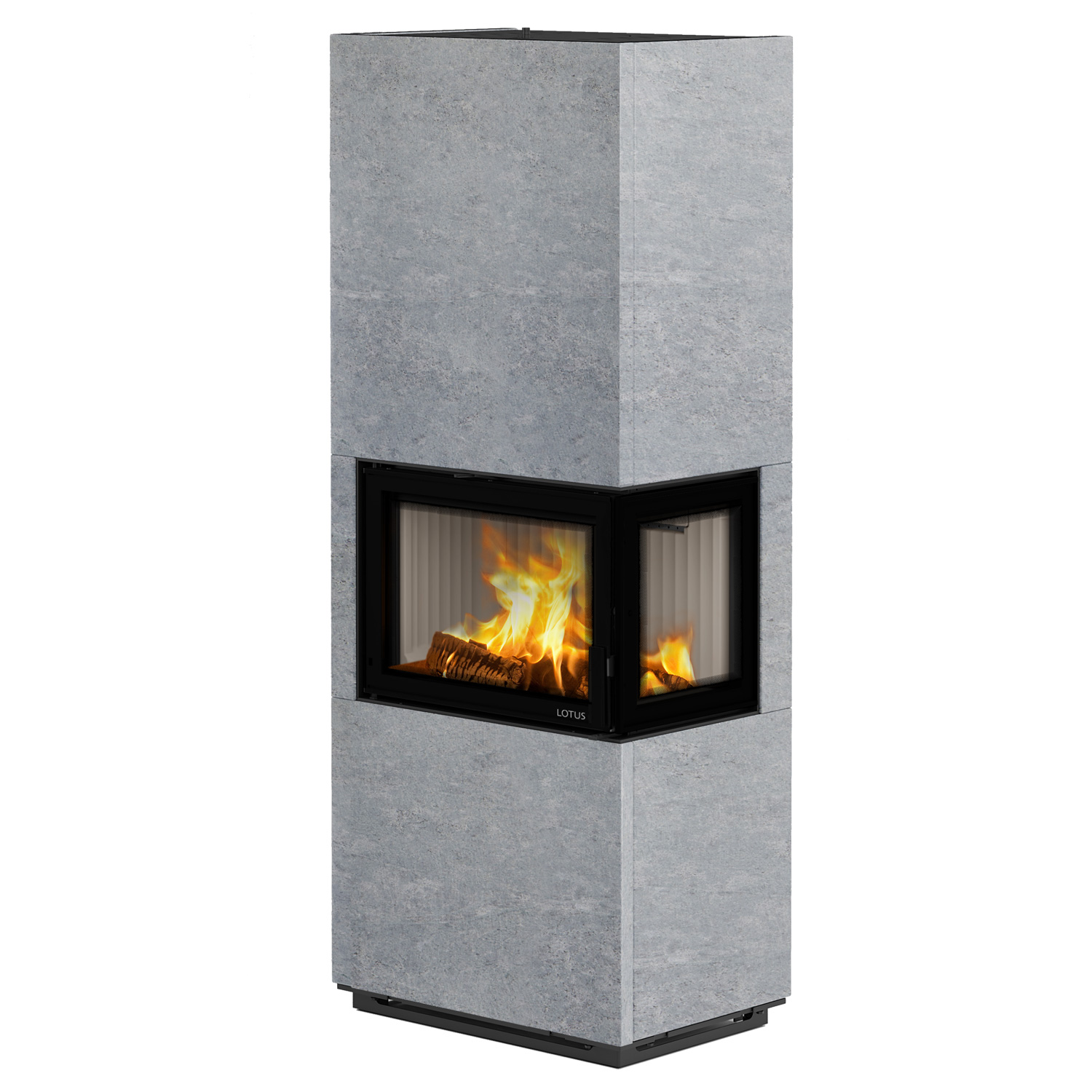 Lotus Visto R Kaminofen Speckstein, Seitenglas rechts, Rauchabgang oben