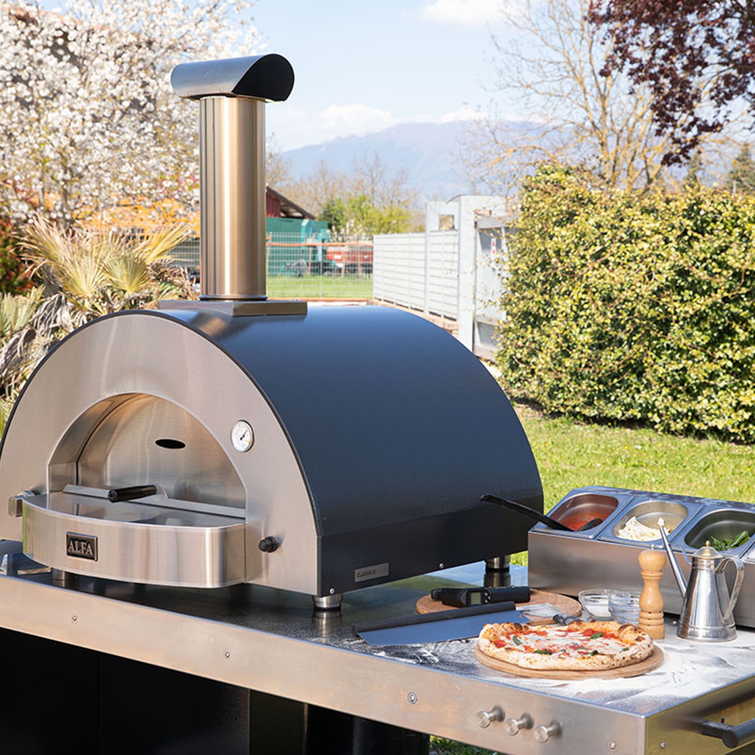 Alfa Classico 4 Pizze Gas-Pizzaofen schiefergrau 50 mBar