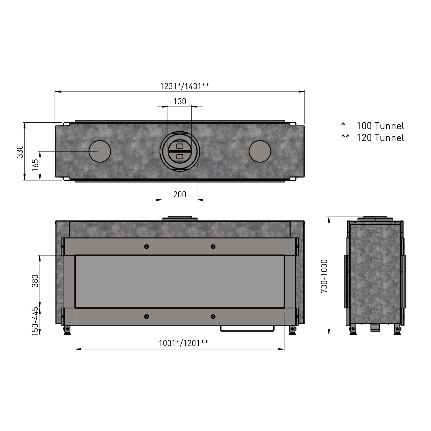 Trimline Fires Trimline 120 Tunnel AR Gas Kamineinsatz G20/G25 Trimline Fires Trimline 120 Tunnel AR Gas Kamineinsatz G20/G25