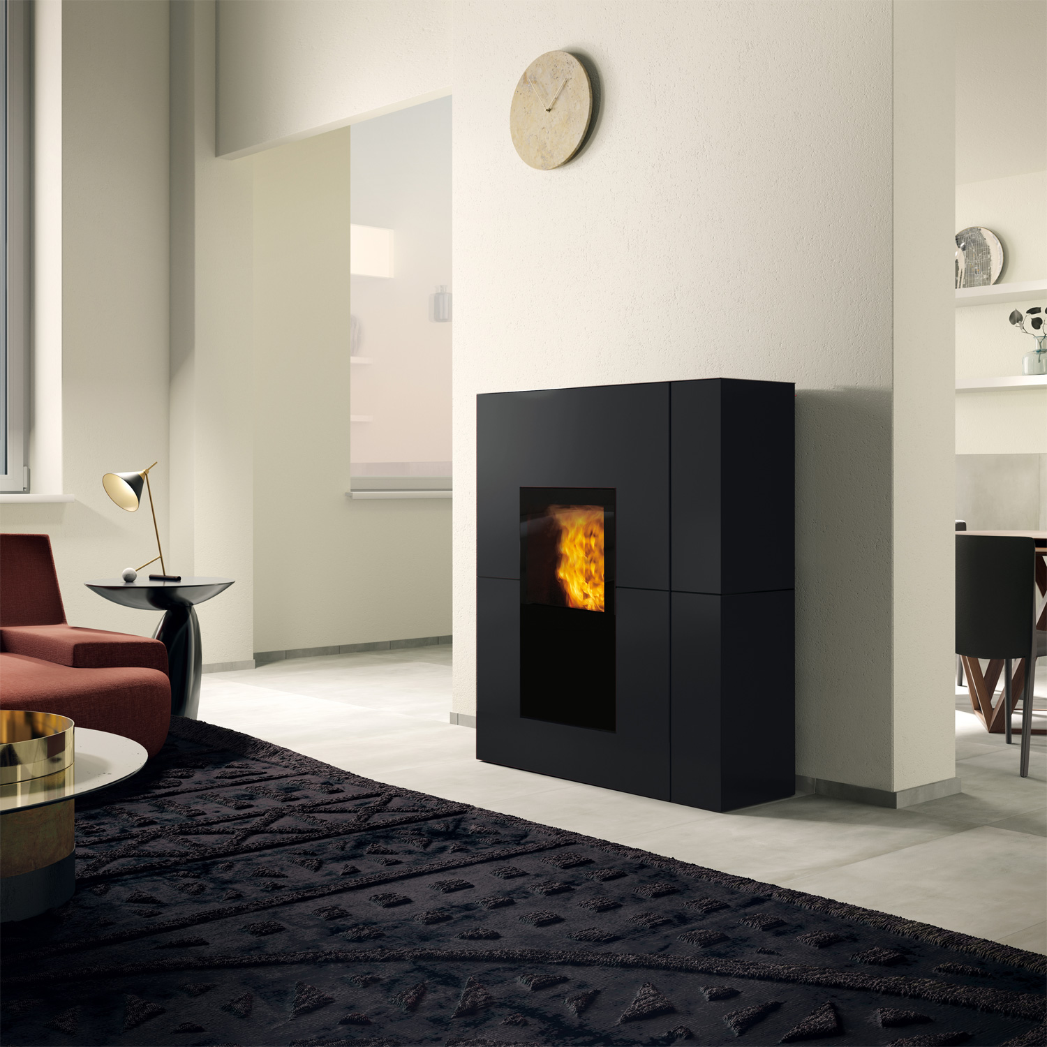 Edilkamin Blade H19 wasserführender Pelletofen Stahl Schwarz inkl. Kit R-FX