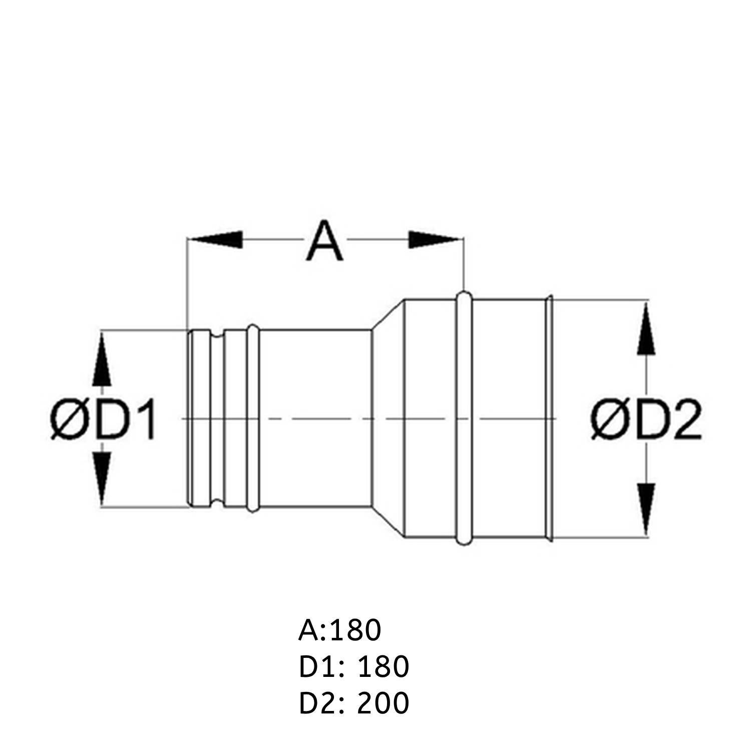 Schiedel Erweiterung ICS doppelwandig 180mm - 200mm glänzend