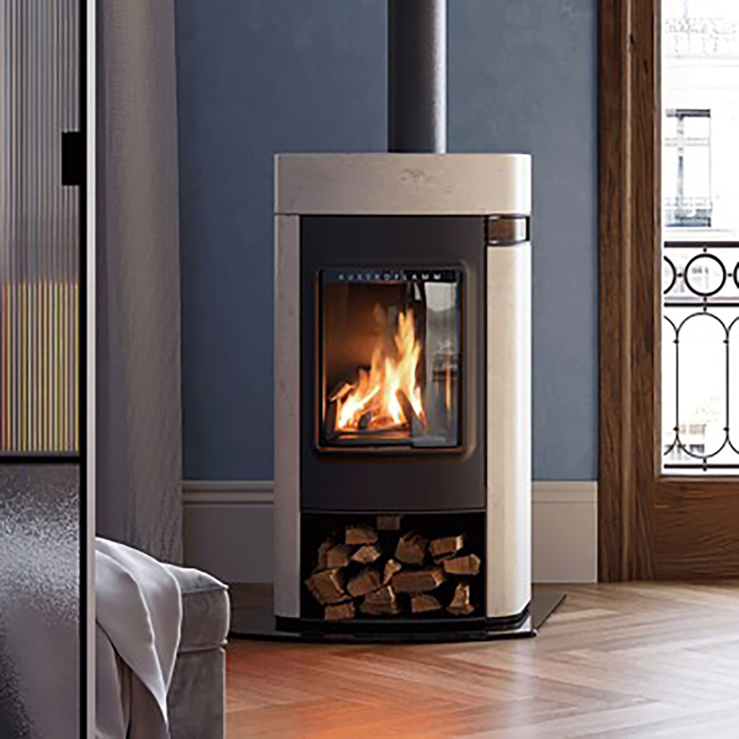 Austroflamm Elise Kaminofen Naturstein Velvet Ivory