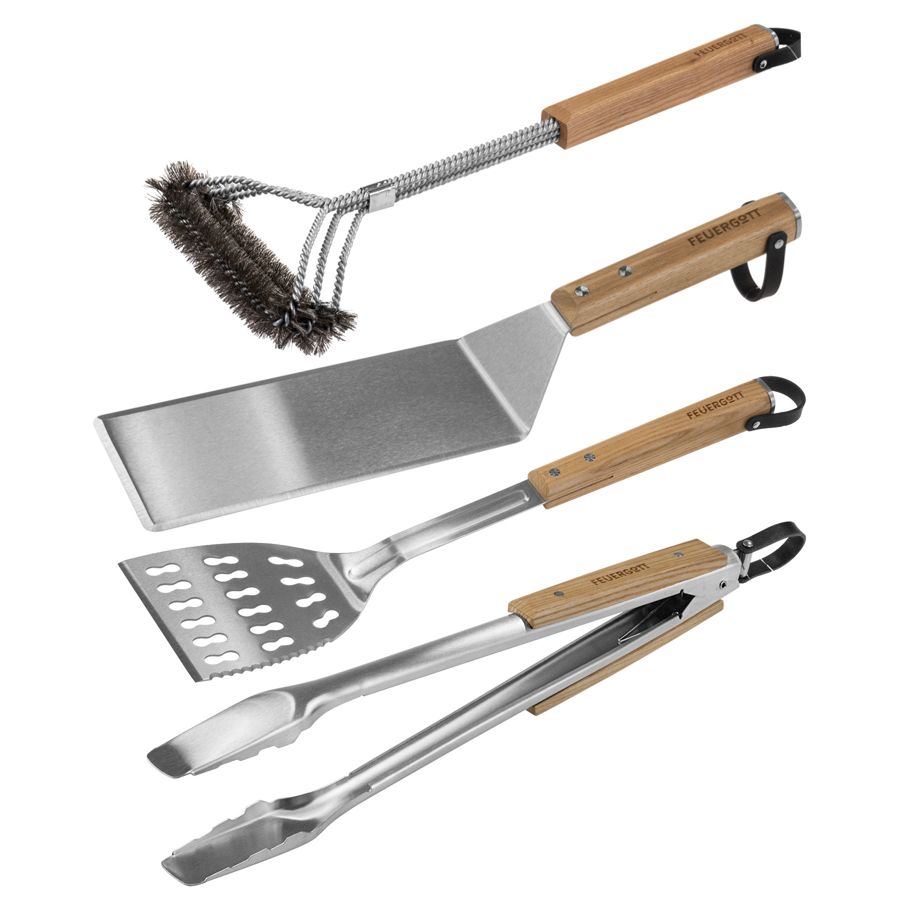 FEUERGOTT Gas-Grillstation Hektor 4B-S BBQ Set mit Abdeckhaube, Drehspieß, 3 Brenner, Infrarotbrenner, Heckbrenner, Seitenkocher und Grillzubehör