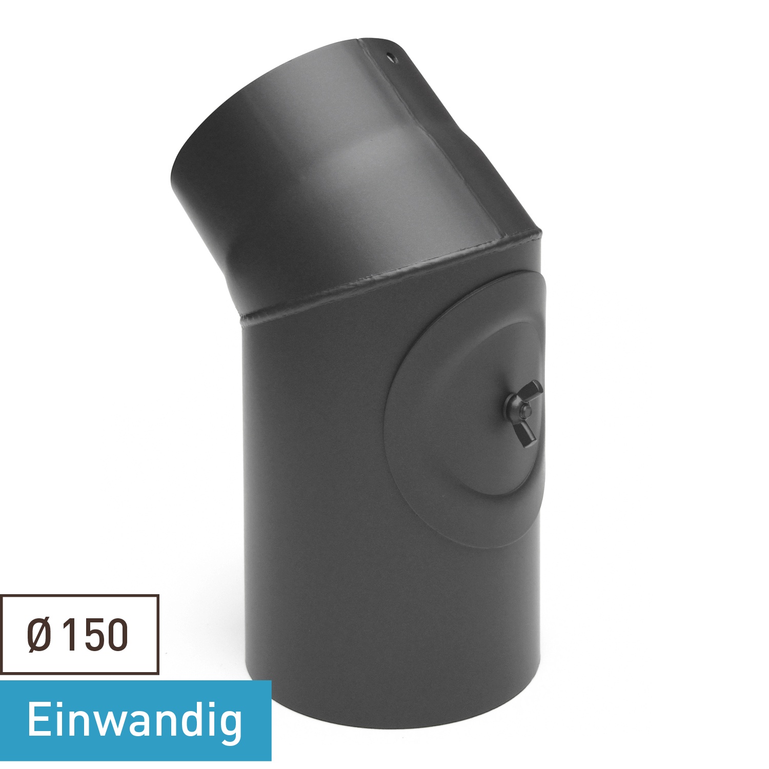 Raik Basic Rauchrohrbogen 150mm gussgrau 45° mit Tür für Rauchrohr / Ofenrohr