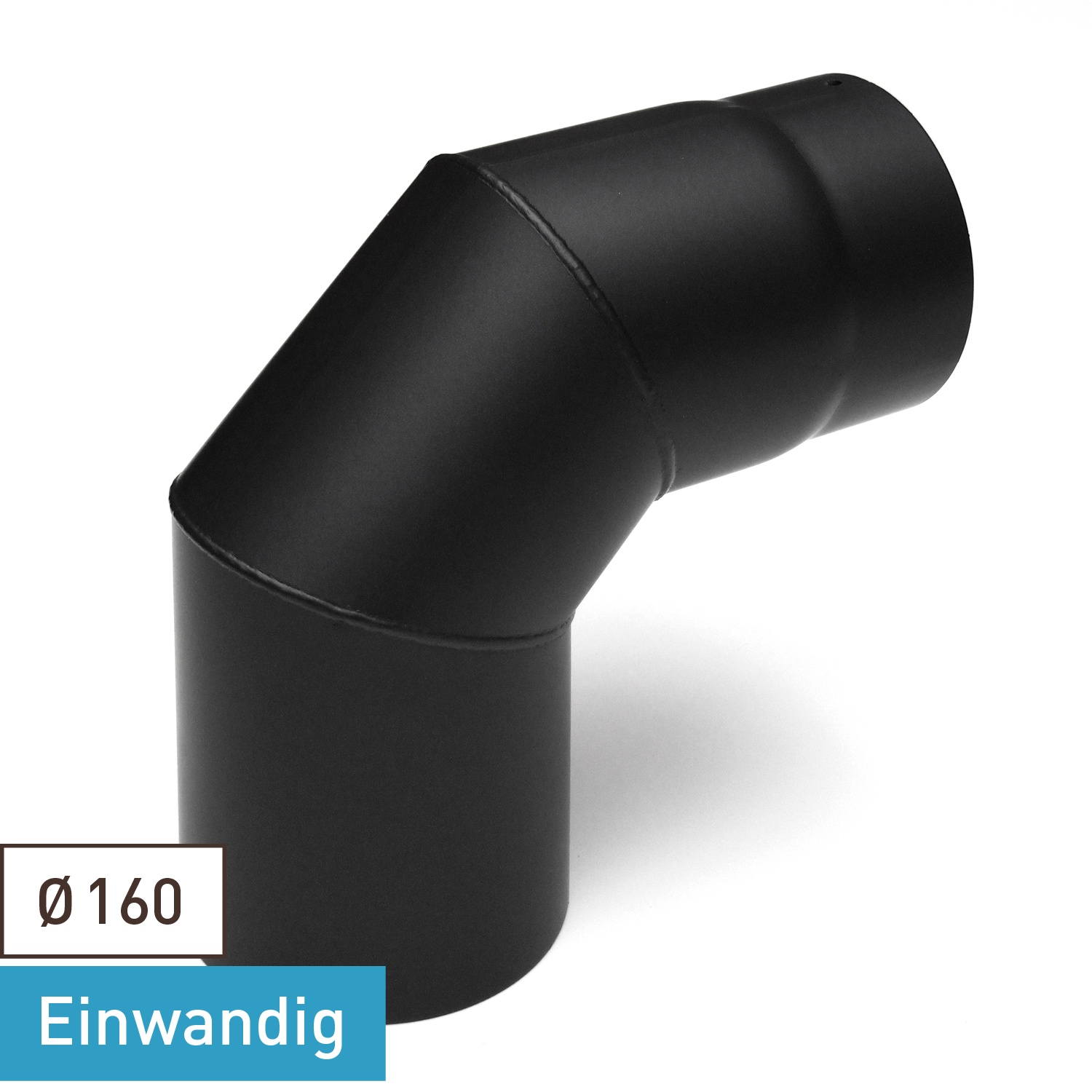 Raik Basic Rauchrohrbogen 160mm schwarz 90° ohne Tür für Rauchrohr / Ofenrohr