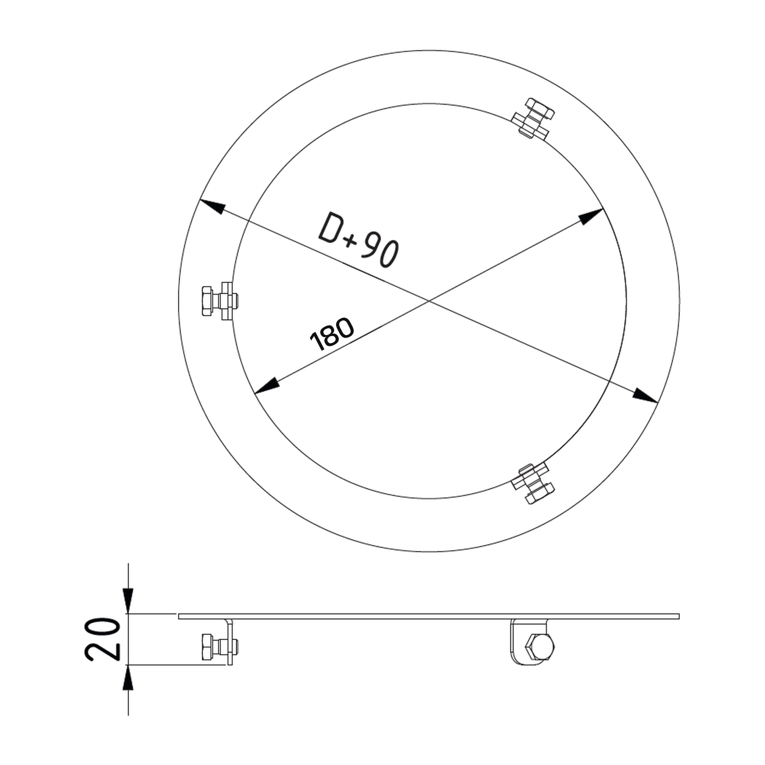 Raik Lifestyle DUO Abdeckring 180mm schwarz für Rauchrohr / Ofenrohr