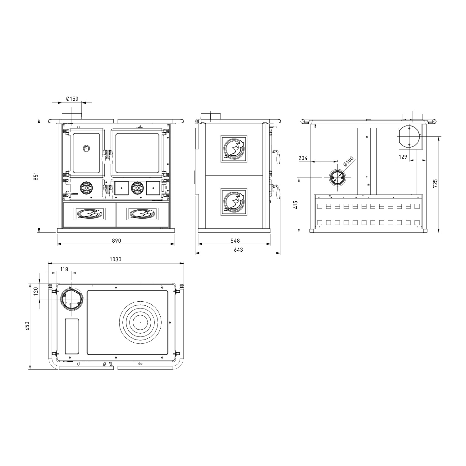 La Nordica Rosa Reverse SX 16, Küchenofen, Liberty Bordeaux
