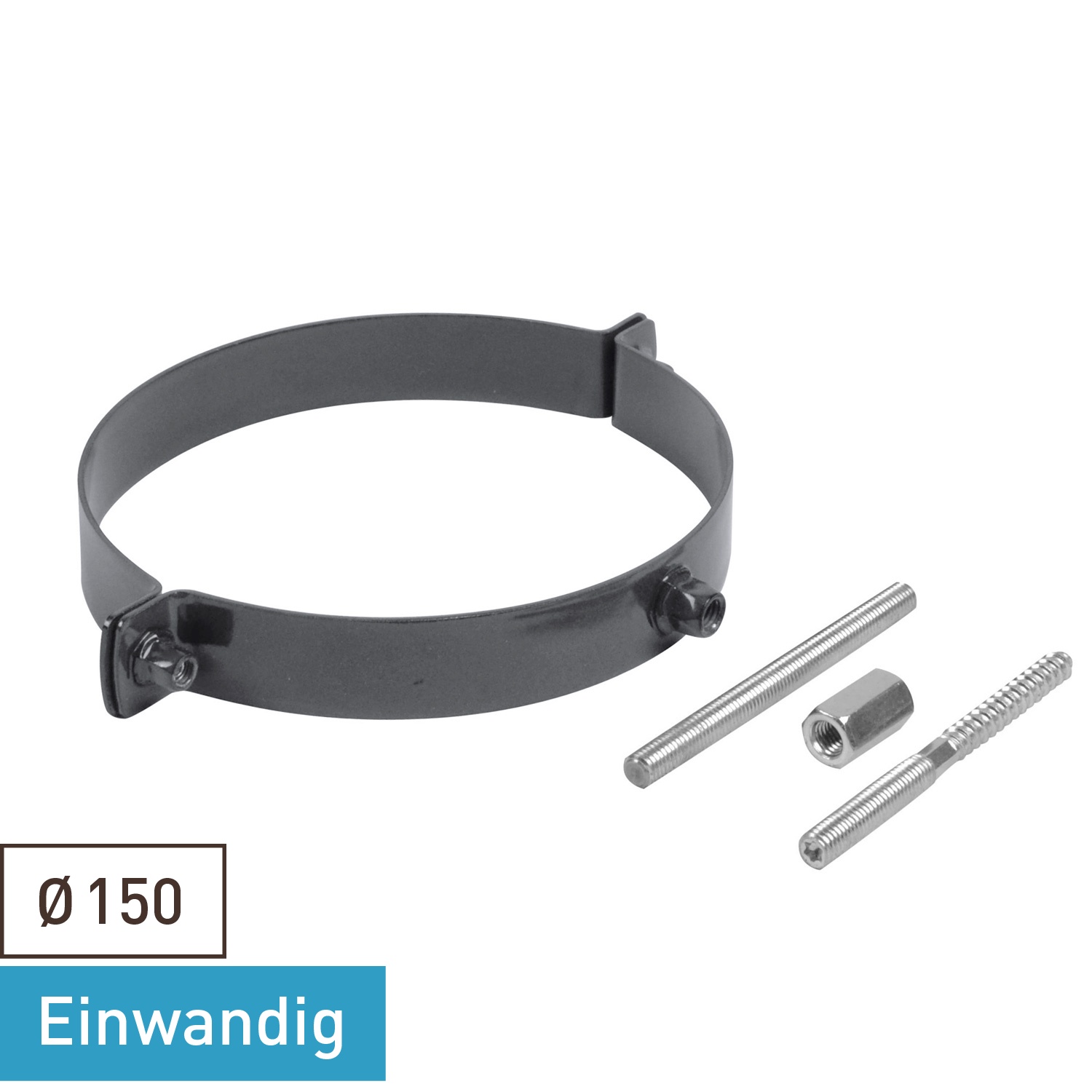 Raik Rauchrohr / Ofenrohr Emaille 150mm - Rohrschelle Grau