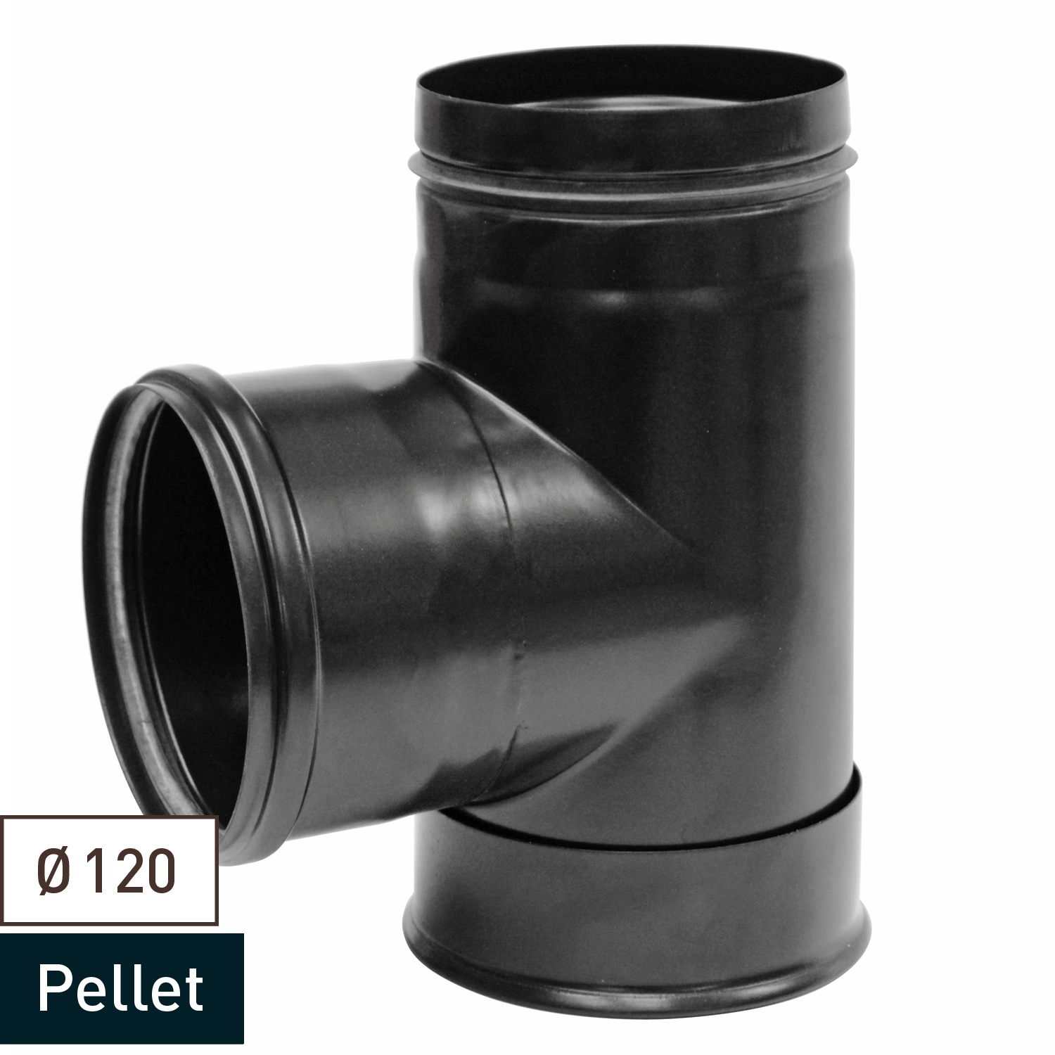 Raik Pelletrohr / Ofenrohr 120mm - Kapselknie (T-Stück) schwarz