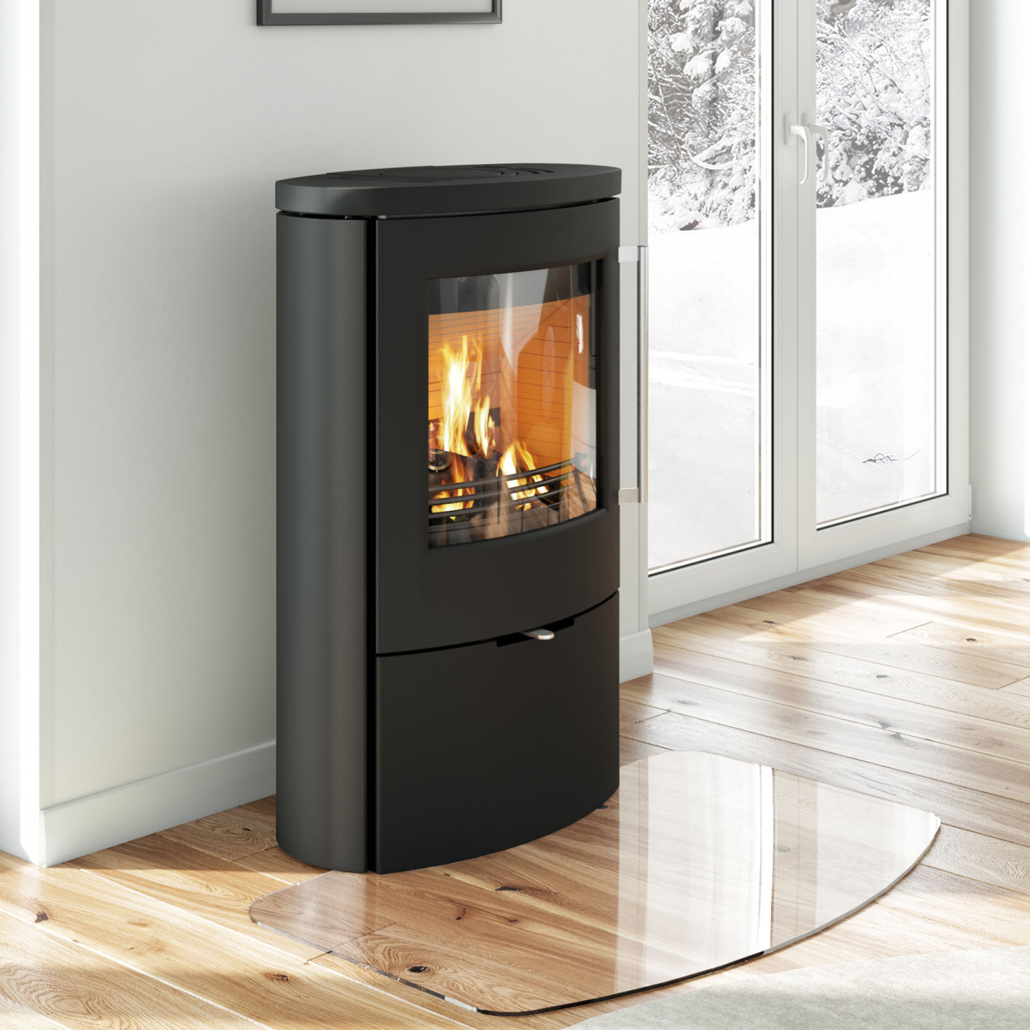 TermaTech TT80RL Kaminofen Stahl Schwarz, Rauchabgang hinten TermaTech TT80RL Kaminofen Stahl Schwarz, Rauchabgang hinten
